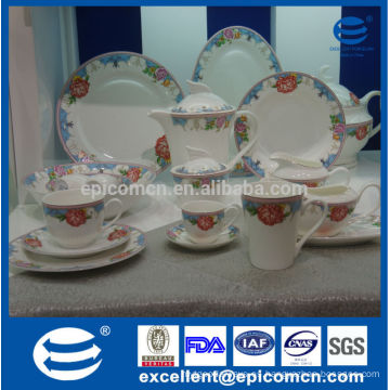 Fabricante al por mayor estilo europeo gracia 86pcs vajilla fina hueso china